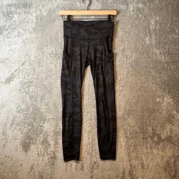 Lululemon Fast‎ and Free Tight II 25" *Non-Reflective Nulux Black Camo Sz 4 - Picture 1 of 7